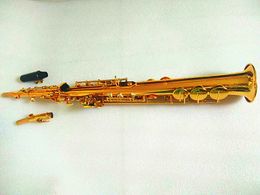 Gloednieuwe soprano saxofoon Sax BB messing gelakt goud lichaam en sleutels met case riem mondstuk houtwind instument