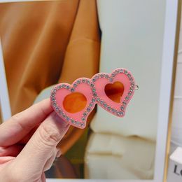 Gloednieuwe twee liefdes haarkaart zijde clipster met perzik hart met diamanten pins acryl materiaal senior sense jp897
