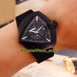 Nieuwe Ventura XXL H24615331 Collectie Zwart Mesh Dial A2824 Automatische Mens Horloge PVD Black Case Rubber Riem Heren Horloges
