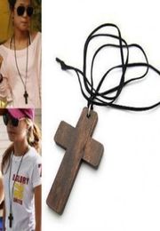 Brand new Vintage croix en bois long collier pour femmes chandail chaîne croix pendentif collier cadeaux de Noël Usine prcie stock5799213