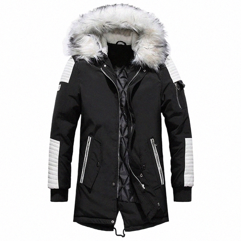 Gloednieuwe Winterjas Mannen Dikker Warme Parka Casual Lg Uitloper Capuchon Kraag Jassen Mannen Veste Homme Groothandel T8Rg #