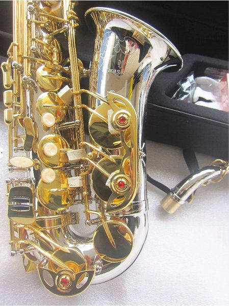 Tout nouveau Saxophone Alto WO37 plaqué nickel argent, clé en or, embout professionnel Super Play avec étui