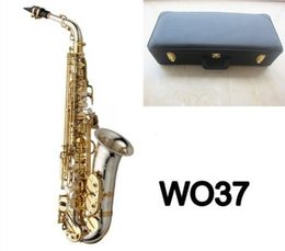 Gloednieuwe WO37 altsaxofoon verzilverd gouden sleutel professionele sax met mondstukkoffer en accessoires