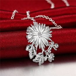 Collier pendentif en forme de chrysanthème pour femme, collier en argent sterling STSN746, mode 925 collier en argent vente directe d'usine