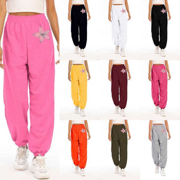 Nuevas mujeres Moda Impresión de cintura alta Hip Hop Danza Deporte Correr Correr Pantalones Harem Pantalones Sweetpants Jogger Baggy Pantalones 2021 Q0801