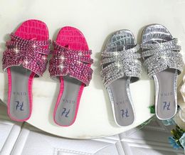 Chaussures de sandale pantoufles pour femmes neuves gina dames appartements talons chaussures de sandale avec diamant de haute qualité!
