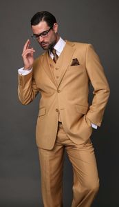 Brand New Yellow Groom Tuxedos Notch Lapel Groomsman Wedding 3 Piece Suit Populaire Hommes Business Jacket Blazer (Veste + Pantalon + Cravate + Gilet) 2657