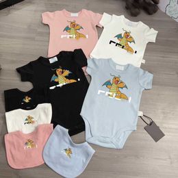 Marque nouveau-né combinaisons designer vêtements pour tout-petits Taille 59-90 Modèle de dinosaure bébé Costume rampant infantile Body en coton et écharpe 24Feb20