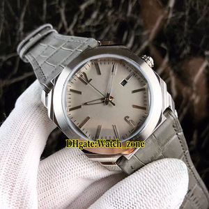 Octo Roma Finissimo 102858 cadran gris boîtier en argent Quartz suisse montre pour homme Date bracelet en cuir haute qualité hommes nouvelles montres