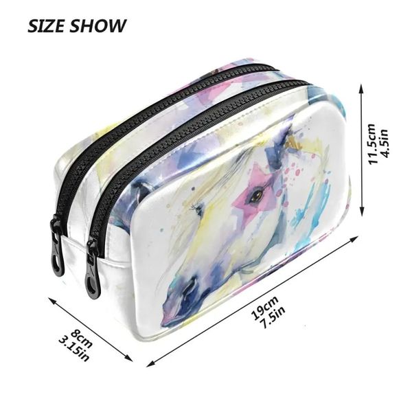 Brand Organizer Travel Fashion Lady Unicorn Print Cosmetic Sac Egleticic Sac de rangement grande capacité Femmes Makeup blanc 240419