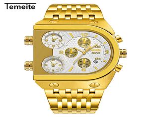 Merk origineel uniek ontwerp vierkante heren polshorloge brede grote wijzerplaat casual kwarts kijk goud mannelijke sport horloges grote klok whatch8845684