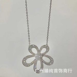 Merk originaliteit hoge versie van zonnebloem ketting dames klassieke volledige diamant grote bloemen hanger bloemblaadjes lucky gras kraag keten sieraden