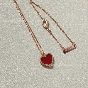 Brand Originalité Van Little Red Heart Love Collier pour les femmes 952 Silver à col épaisse de la chaîne de collier 18k Bijoux pendentif en forme d'agate