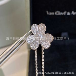 Merk originaliteit van Lucky Diamond Clover ketting voor vrouwen 925 zilveren volledige precisie bloemblaadjes hanger met kraagketens sieraden