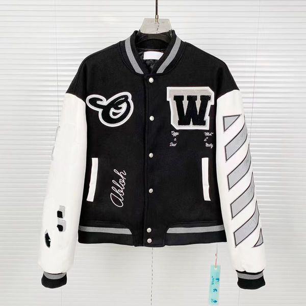 Marque OW veste Vestes pour hommes Off White Mens Jacket Varsity Haute Qualité Chaud Mode Manteau Designer pour Hommes Vintage Lâche Long off white Baseball fashion Hoodie