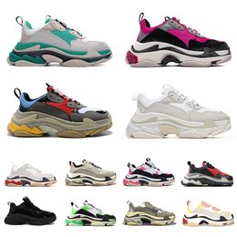 Marca Paris 17FW Triple S plataforma zapatillas de deporte para mujer negro blanco verde damas lujo casual papá zapatos retro aumento de tenis 36-45