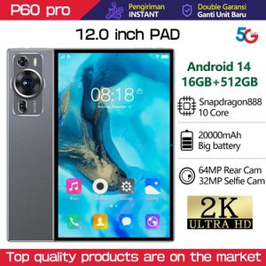 Brand PC Touch Tablet Android P60 Pro Global Tablette 12,0 pouces HD 16G + 512 Go Snapdragon 888 Carte double SIM 5G ou WiFi Google Play TE