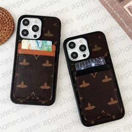 Étui de téléphone de marque Designer Étui pour iPhone pour iPhone 15 Pro Max Étuis Porte-carte Apple iPhone 14 Pro Max 13 12 11 15 Plus Étui de luxe Double couche Fente pour carte Phonecase Cover