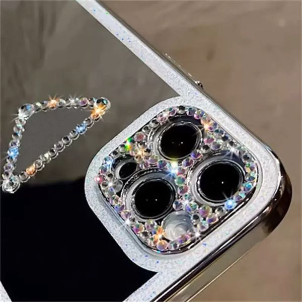 Funda para teléfono de marca Espejo de diseño para iPhone 15 Pro Max Fundas Apple 14 Pro Max 13 12 11 promax XR XS Max X 15 Plus Funda Triangle P Bling Mobile Cover