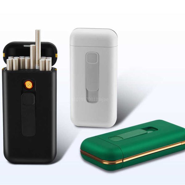Caja de cigarrillos delgada ordinaria de plástico de marca 20 con encendedor USB recargable ultra 119 * 56 mm RKUD