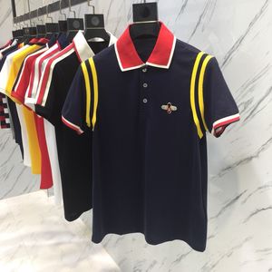 Polo de marca de color puro para hombre, camisa con bordado de abeja, camisetas de manga corta a la moda para hombre, camisa de buena calidad para hombre, CamisaNNRB