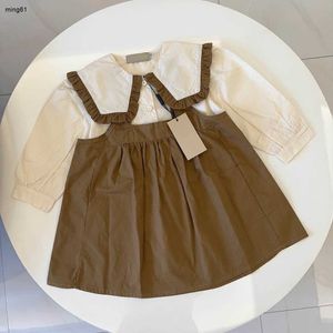 Merk Prinses jurk meisjes trainingspakken babykleertjes Maat 90-140 CM kids Grote kraag lange mouwen shirt en hemdje korte rok 24Mar