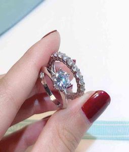 Brand Promise Ring Set Real 100 925 Sterling Silver Diamond Engagement Band de mariage pour femmes bijoux Finger 2111205251230