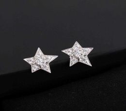 Merk Pure 925 Sterling Silver Earrings Star Full Diamond Stud White Gold 925 Meteor3263242