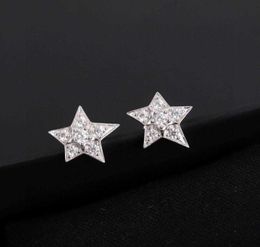 Boucles d'oreilles de marque en argent Sterling 925 pur, étoile pleine de diamants, or blanc 925, Meteor6990438