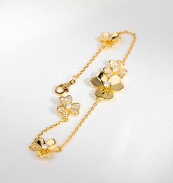 Bijoux de marque en argent Sterling 925 pur pour femmes, chaîne en or, Bracelet trèfle, bijoux de mariage pratiques, Mini petite fleur