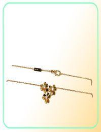 Marque pur 925 bijoux en argent sterling pour les femmes 3 feuilles fleur collier fleur pendentif chance trèfle Sakura fête de mariage collier 1452573