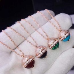 Marca pura 925 joyería de plata esterlina para mujeres collar colgante de bolas coloridas joyas de fiesta de piedra colorida 45 cm Collar 273l