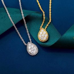 Bijoux de marque en argent Sterling 925 pur pour femmes, pendentif goutte d'eau en diamant, collier en or, joli Design fin, luxe 2231