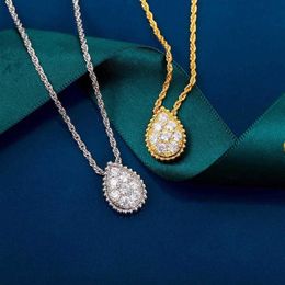 Bijoux de marque en argent Sterling 925 pur pour femmes, pendentif goutte d'eau en diamant, collier en or, joli Design fin, Luxury258k