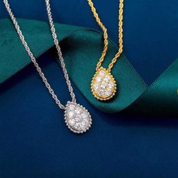 Bijoux de marque en argent Sterling 925 pur pour femmes, pendentif goutte d'eau en diamant, collier en or, joli Design fin, luxe 220s