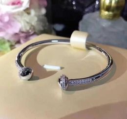 Gioielli in argento sterling puro di marca 925 per le donne Ruota la sfera del braccialetto Bracciale con perline Gioielli da sposa Bracciale aperto in oro rosa7633365