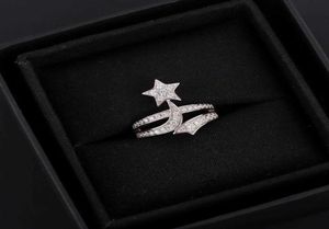 Marque pur 925 bijoux en argent sterling pour femmes anneaux étoiles CZ diamant anneaux bijoux de mariage bague de fiançailles branche Luxury8818031