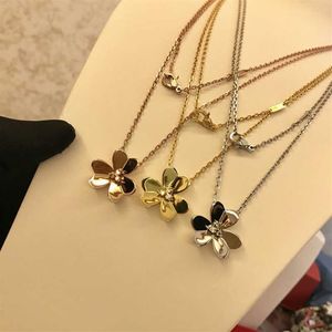 Brand Pure 925 Sterling Silver Jewelry For Women 3 Leaf Flower Neckalce Flower Pendant 60cm Clover Sakura Wedding Party ketting257e