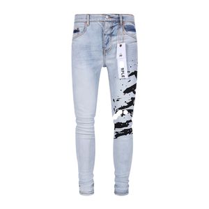 Brand Purple American High Street Blue Printed Letter Jeans Jeans