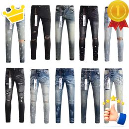 Merk Paars Designer Heren Voor Jeans Mager Motorfiets Trendy Gescheurd Patchwork Gat Het hele jaar door Slanke benen Sdouc