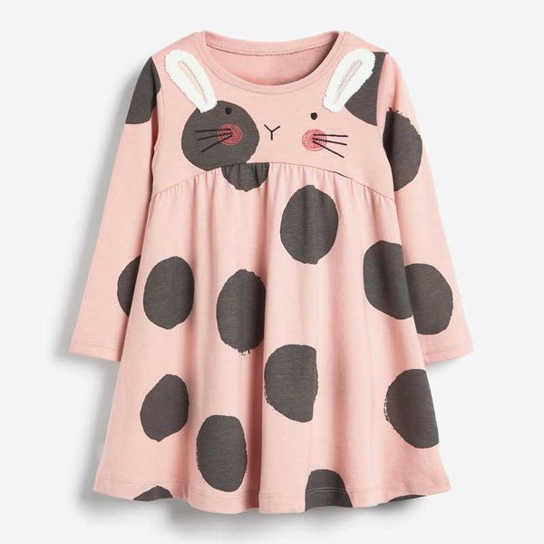 Marque Qualité Coton Enfants Vêtements Princesse Poupée Robes pour Filles Infant Enfants À Manches Longues Robe Une Pièce Bébé Fille Vêtements Q0716