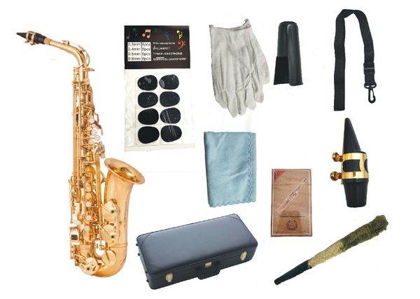 Instrumento musical de calidad de marca JUPITER JAS-769 Saxofón alto Eb Saxofón profesional de laca dorada de latón para estudiantes con estuche, accesorios