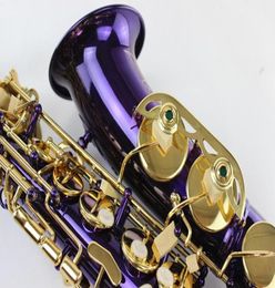 Instrumento de música de calidad de marca Margewate Alto EB Saxofón e Saxo de laca de oro de cuerpo morado único con portavoz con boquilla5711871