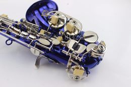 Marque Qualité Suzuki Petit Bend Cou Saxophone Soprano B Plat Unique Bleu Bronze Saxophone Laiton Sax Instrument De Musique Professionnel