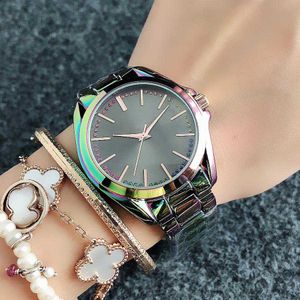 Montre-bracelet à quartz de marque pour femmes et filles, bracelet en acier et cristal coloré, M100