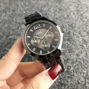 Brand Quartz Wrist Watch For Women Girl With Crystal 3 Dials Style Calle Metal Steel Band Watches FO032193