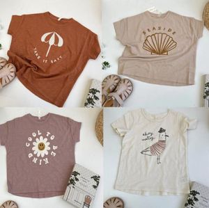 Merk RC Zomer Kinder T-shirt Jongens Meisjes Baby Shirts met korte mouwen Seagull Shell Tops Amerika Retro Trendy Tees Babykleertjes