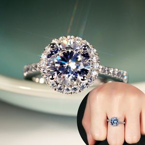 Merk Real 925 Sterling Silver Wedding Band Ring voor Dames Diamond Engagement Rings Bridal Accessoires