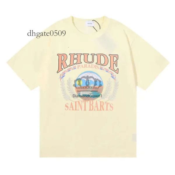 Brand Rhude T-shirt Designer Shirt Men Shorts imprimé blanc noir S M L XL Street Cotton Fashion Youth Mens Tshirts Tshirt 666