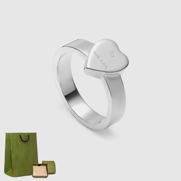 Anillos de marca para mujer, hombre, anillo de corazón, diseñador de esmalte, anillos unisex, joyería de moda Circlet con caja